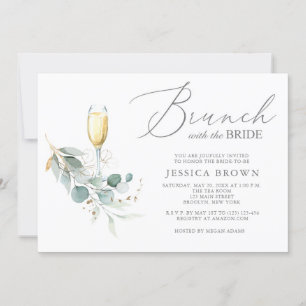 Brunch mit dem Bride Gold Greenery Brautparty Einladung
