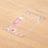 Brunch mit dem Bride Pink Bow Brautparty Acryleinladungen (Ablage )