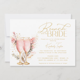 Brunch mit dem Bride Pink Rose Brautparty Einladung