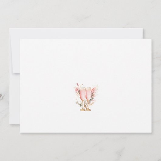 Brunch mit dem Bride Pink Rose Brautparty Einladung (Rückseite)