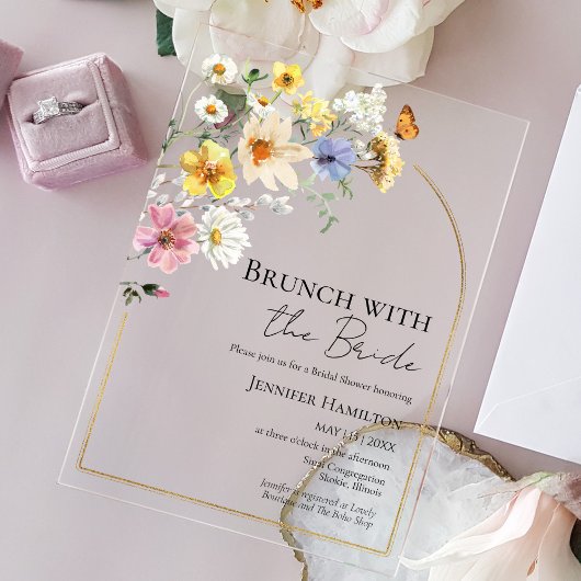 Brunch mit dem Bride Wildblume Brautparty Acryleinladungen