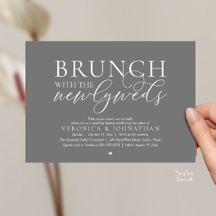 Brunch mit den Frischvermählten, Dunkelgraue Hochz Einladung