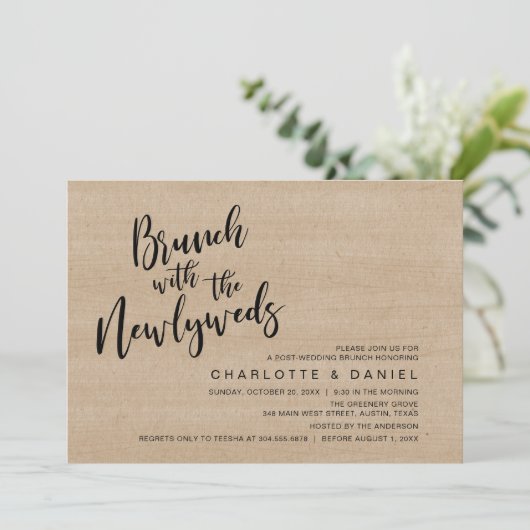 Brunch mit den Neuvermählten, Hochzeitsfeier Einladung (Stehend Vorderseite)