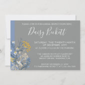 Brunch mit der botanischen Daisy Yellow Navy Einladung (Vorderseite)