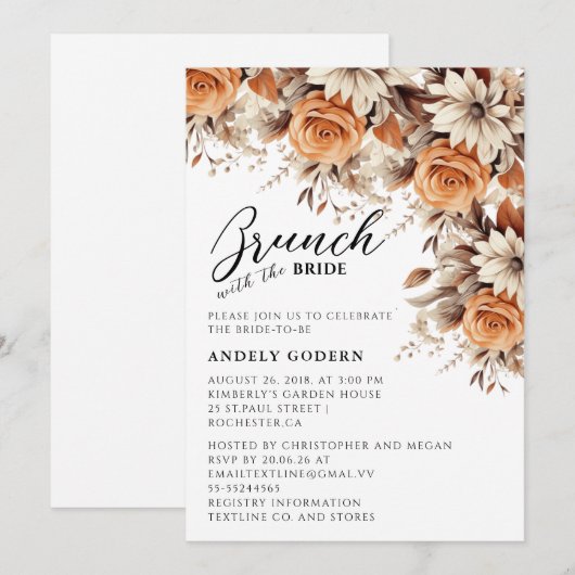 Brunch mit der Braut Einladung (Vorne/Hinten)