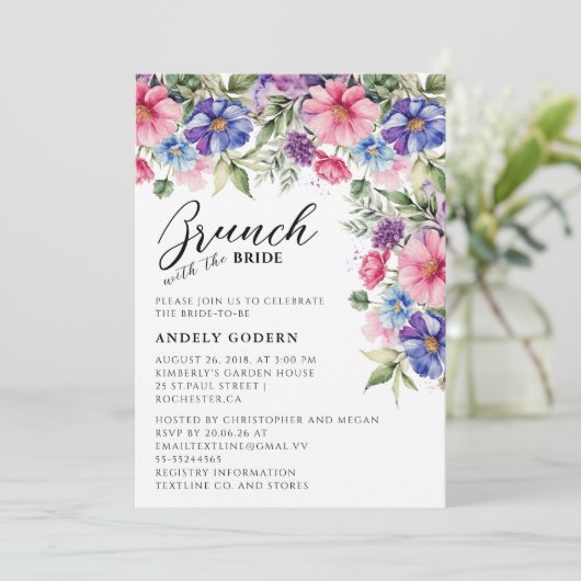 Brunch mit der Braut Einladung (Stehend Vorderseite)