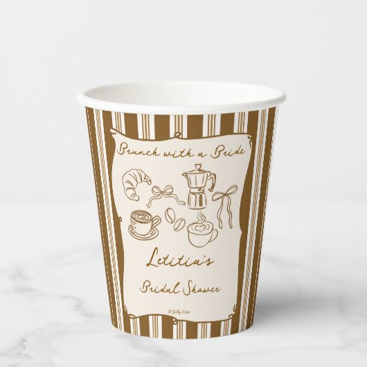 Brunch mit der Braut Retro-Kaffee-Junggesellinnena Pappbecher (Vorderseite)