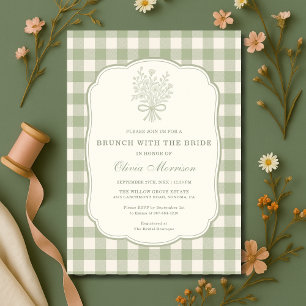 Brunch mit der Braut Sage Green Gingham Shower Einladung