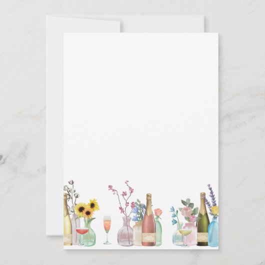 Brunch mit der Braut | Wildblumen und Champagner Einladung (Rückseite)