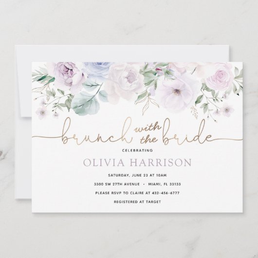 Brunch mit der Bride Gold Dusche Einladung (Vorderseite)