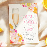 Brunch mit floralen Brunch & Bubbly zum Geburtstag Einladung<br><div class="desc">Blumenbrunch & Bubbly Birthday Brunch Einladung in lebhaftem Rosa- und Orangenthema</div>