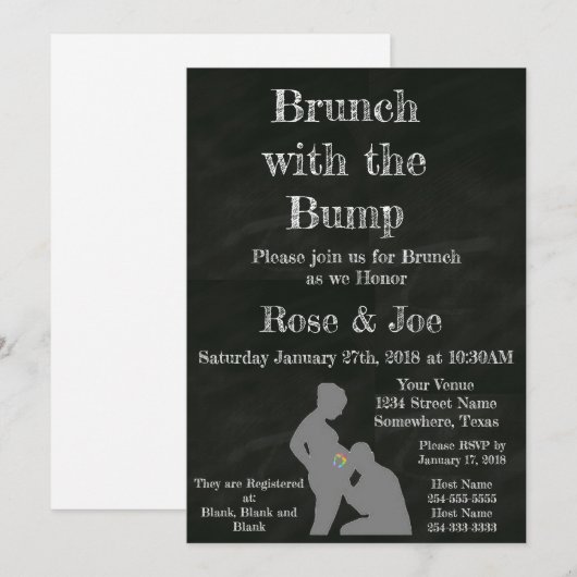 Brunch mit Klapptafel Einladung (Vorne/Hinten)