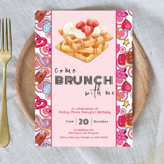 Brunch mit meiner Einladung zum Geburtstag pink
