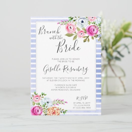 Brunch mit moderner Blumenladen Einladung (Stehend Vorderseite)