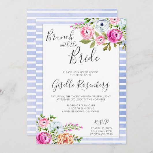 Brunch mit moderner Blumenladen Einladung (Vorne/Hinten)