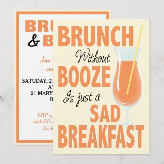 Brunch ohne Boost Brunch Einladung (Vorne/Hinten)