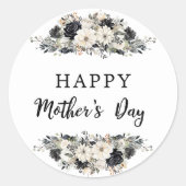 Brunch-Party der Schwarz-Weiß-Blumenmutter Runder Aufkleber (Vorderseite)