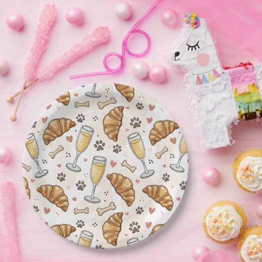 Brunch & Paws Paper Plate - Croissants und Mimosas Pappteller (Party)