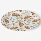 Brunch & Paws Paper Plate - Croissants und Mimosas Pappteller (Schrägansicht)
