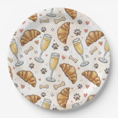 Brunch & Paws Paper Plate - Croissants und Mimosas Pappteller (Vorderseite)