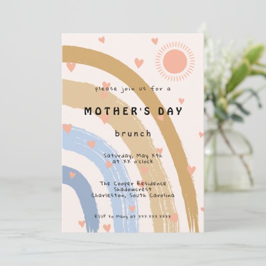 Brunch Rainbow Einladung (Stehend Vorderseite)