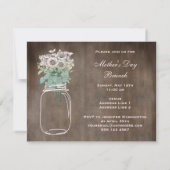 Brunch-rustikales Maurer-Glas u. Blumen der Mutter Einladung (Rückseite)