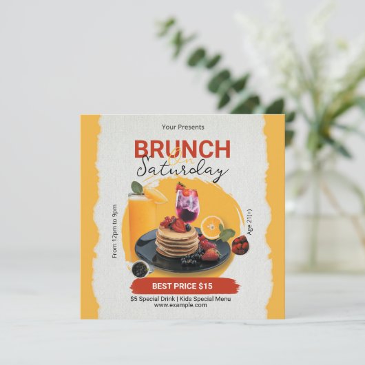 Brunch Samstag Flyer Feiertagskarte (Stehend Vorderseite)