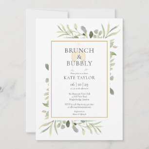 Brunch-Sekt-Brautabschied Greenery Einladung