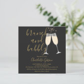 Brunch-Sekt QR-Code Schwarz und Gold Brautparty-Ei Einladung (Stehend Vorderseite)