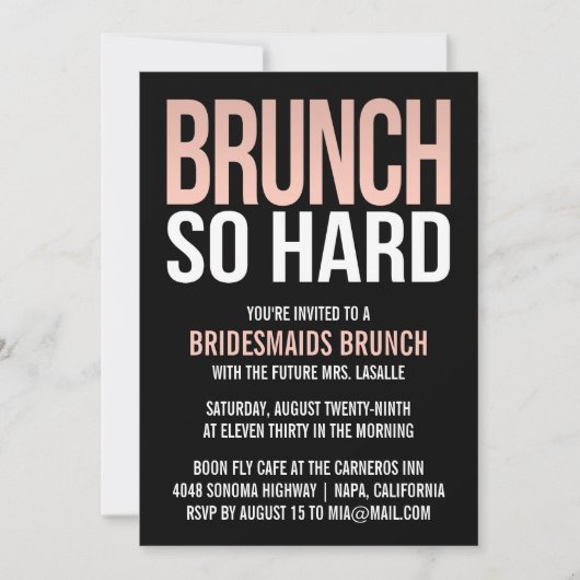 Brunch So Hard Pink Bridesmaid Brunch Einladungen (Vorderseite)