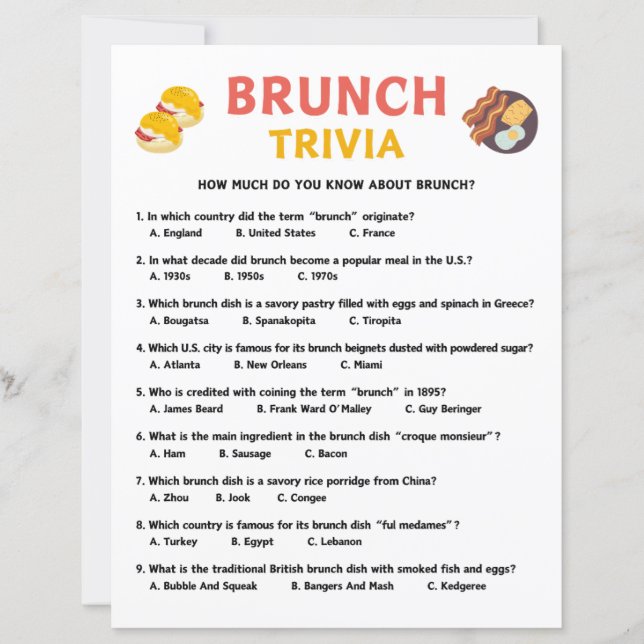 Brunch Trivia Game (Vorderseite)