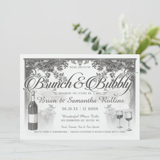 Brunch u. sprudelnde Paar-Dusche der Einladungs-| Einladung (Stehend Vorderseite)