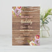 Brunch-u. sprudelndes Brautparty-hölzerne Einladung (Stehend Vorderseite)