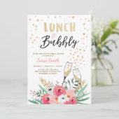 Brunch u. sprudelndes Brautparty-Rosa-Gold Einladung (Stehend Vorderseite)