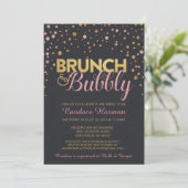Brunch u. sprudelndes Glitzer-Tafel-Brautparty Einladung (Stehend Vorderseite)