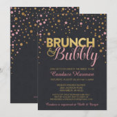 Brunch u. sprudelndes Glitzer-Tafel-Brautparty Einladung (Vorne/Hinten)