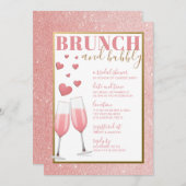 BRUNCH U. SPRUDELNDES %PIPE% ROSEN-GOLD CHAMPAGNE EINLADUNG (Vorne/Hinten)