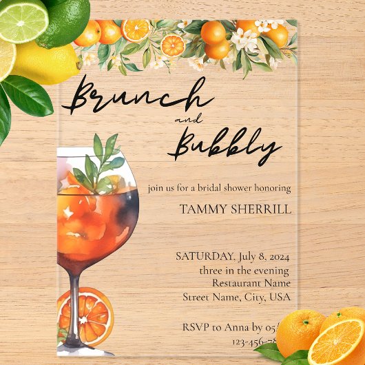 Brunch und Aperol Spritz Orange Italienisch Acryleinladungen