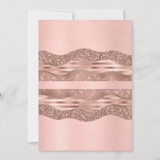 Brunch und Bläschen Dusche Rose Gold Einladung (Rückseite)