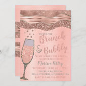 Brunch und Bläschen Dusche Rose Gold Einladung (Vorne/Hinten)