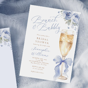 Brunch und Blubbly Blue Bridal Dusche Einladung
