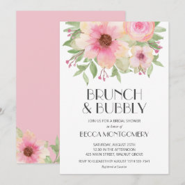 Brunch und Blubbly Blush Pink Brautparty Einladung