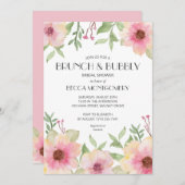 Brunch und Blubbly Blush Pink Brautparty Einladung (Vorne/Hinten)