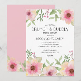Brunch und Blubbly Blush Pink Brautparty Einladung