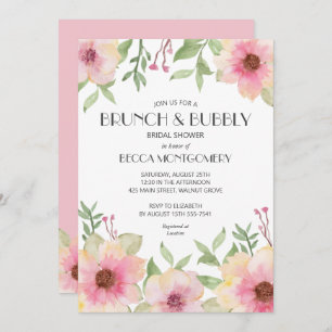 Brunch und Blubbly Blush Pink Brautparty Einladung