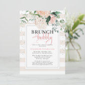 Brunch und Blubbly Blush Pink Brautparty Einladung (Stehend Vorderseite)