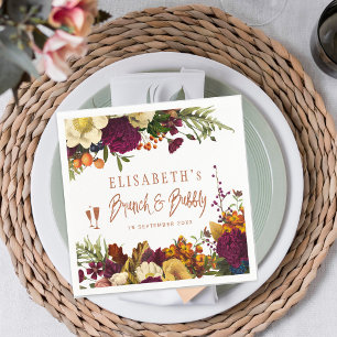 Brunch und blubbly Herbst blumengeschmücktes Braut Serviette