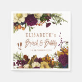 Brunch und blubbly Herbst blumengeschmücktes Braut Serviette (Vorderseite)