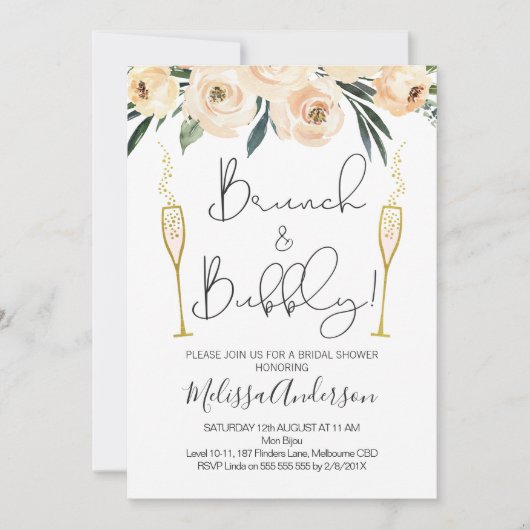 Brunch und Blumendusche Einladung (Vorderseite)