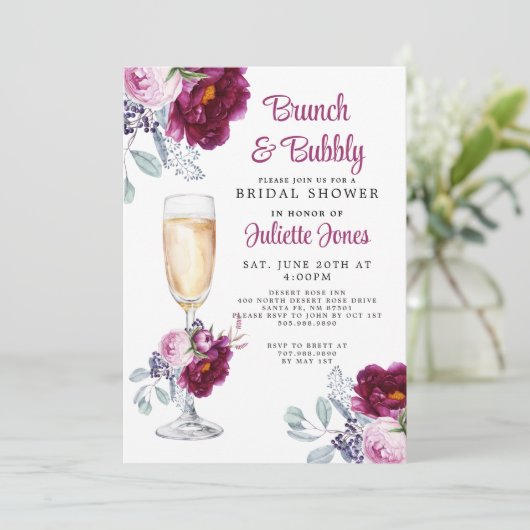 Brunch und Brautdusche Einladung (Stehend Vorderseite)